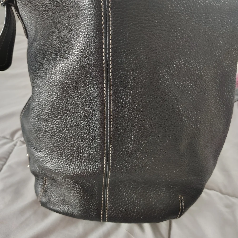 Tignanello Black Pebbled Leather Shoulder Bag